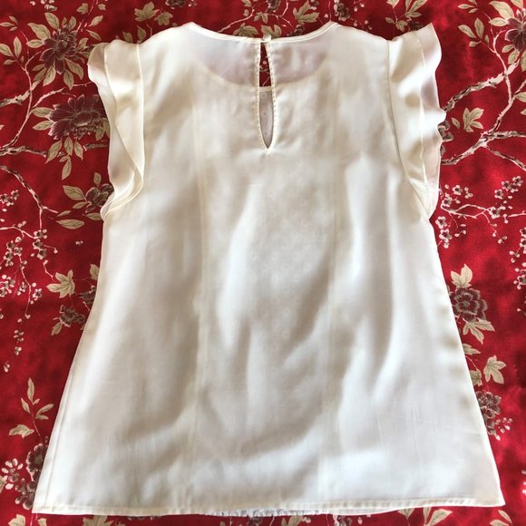 Embroidered Ruffled-Front Flutter Sleeve Blouse XS - Picture 7 of 16